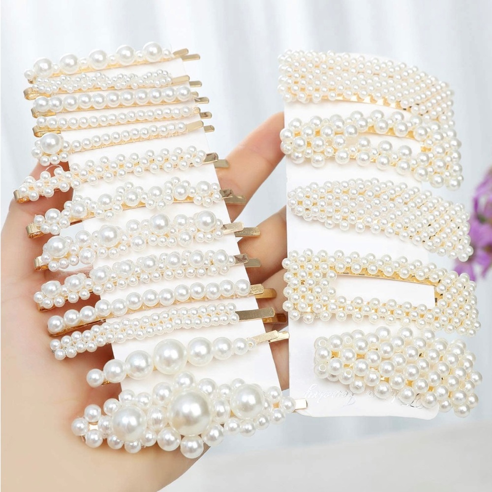 18 Pcs Pearl Hair Clips Large Hair Clips Pins - Picture 2 of 9